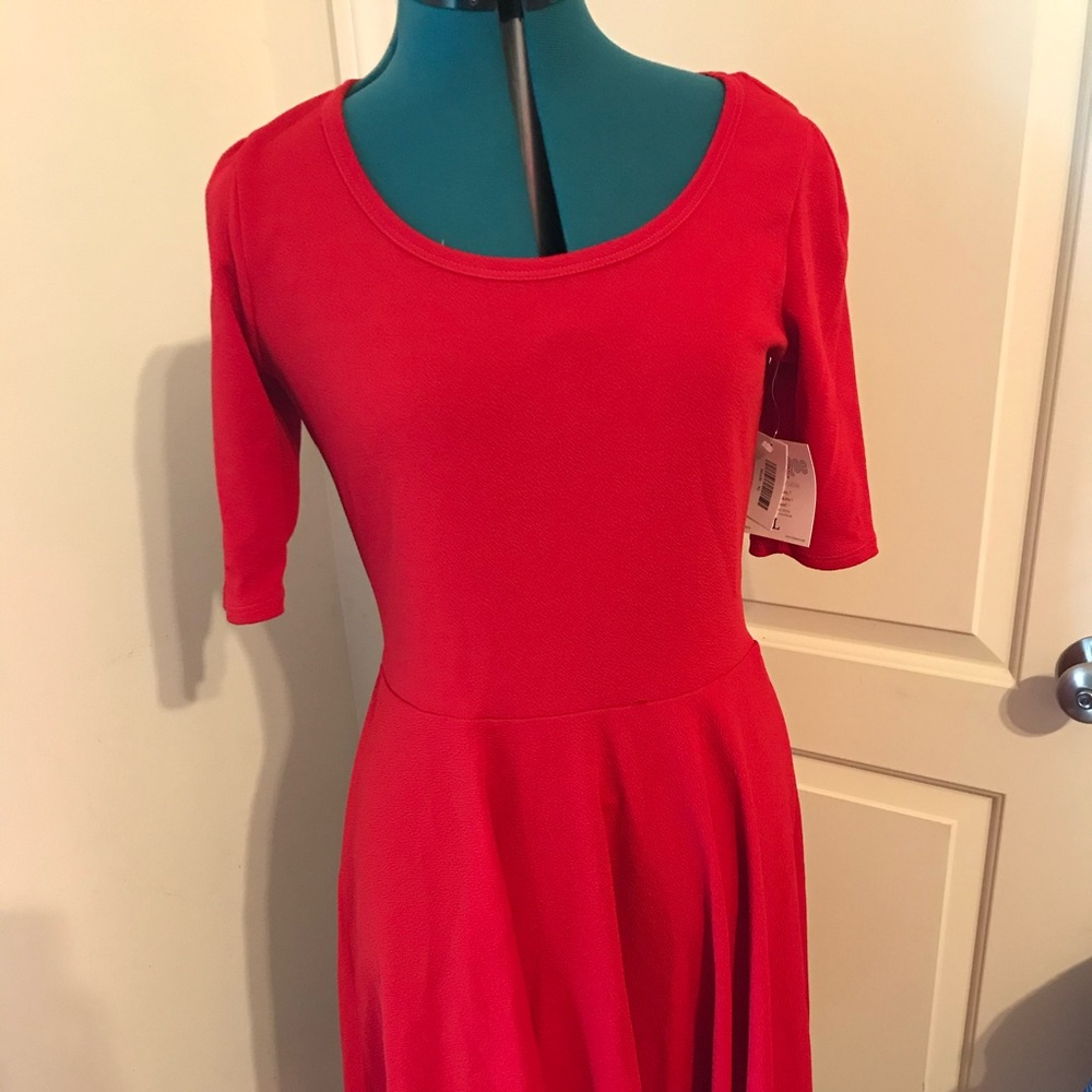 Lularoe Amelia Fire Engine Red Midi Dress